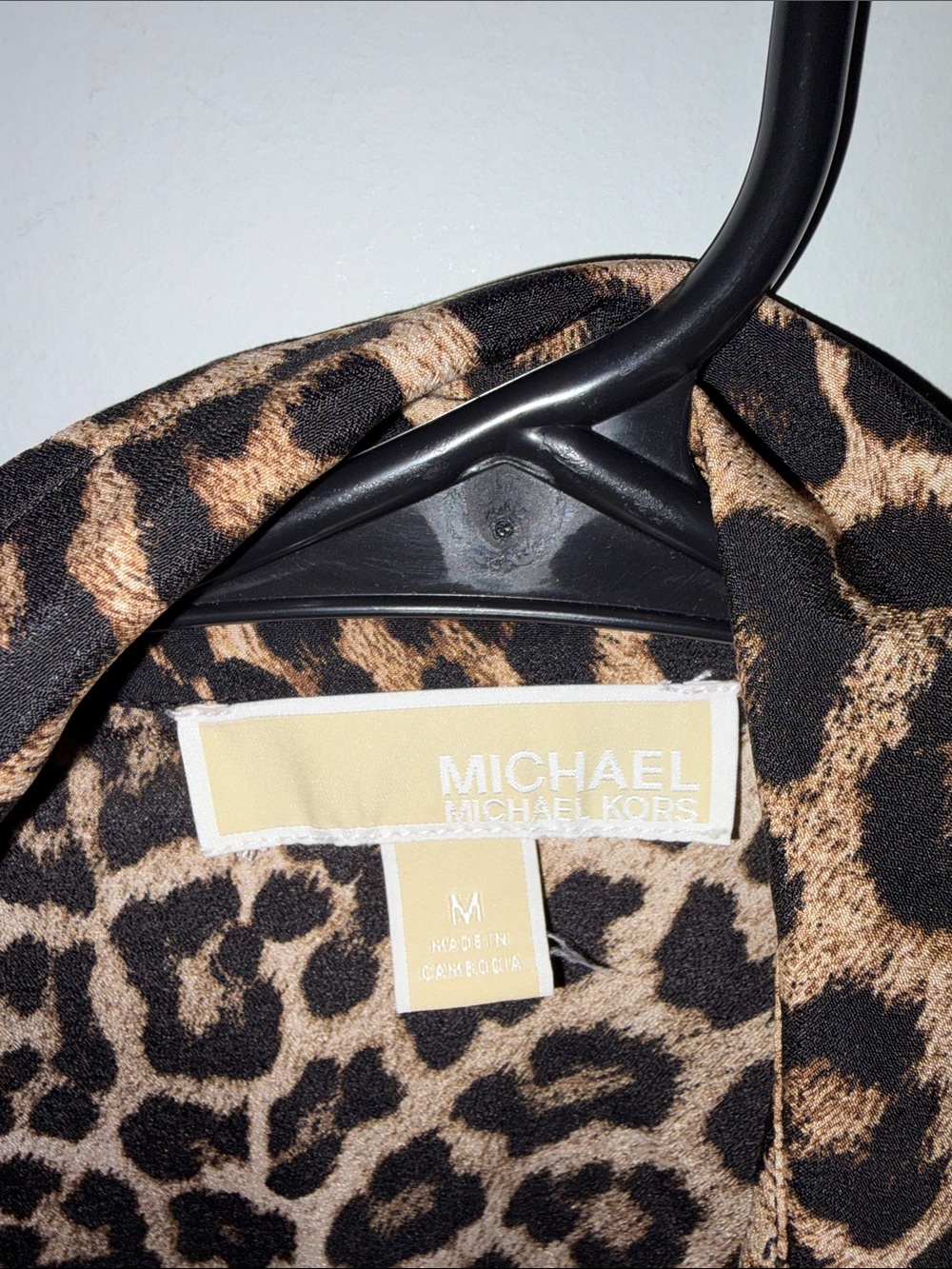 Michael Kors Leopard Print Zip-Front Shirt - Brown/Black M - Picture 2 of 6